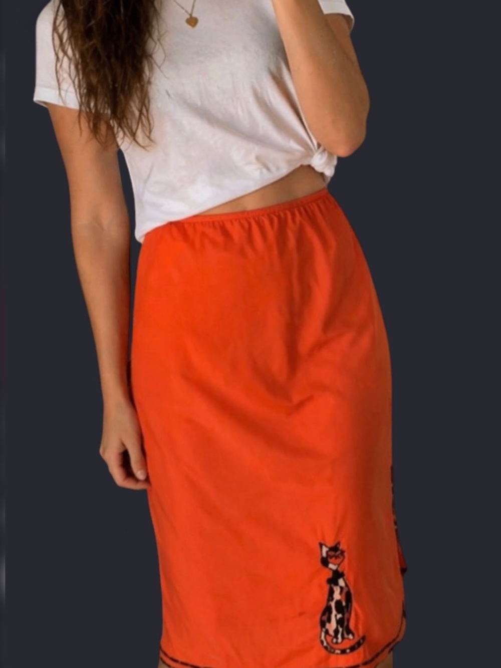 Vintage 60s Vanity Fair Nylon Slip Skirt Cat Leopard Print